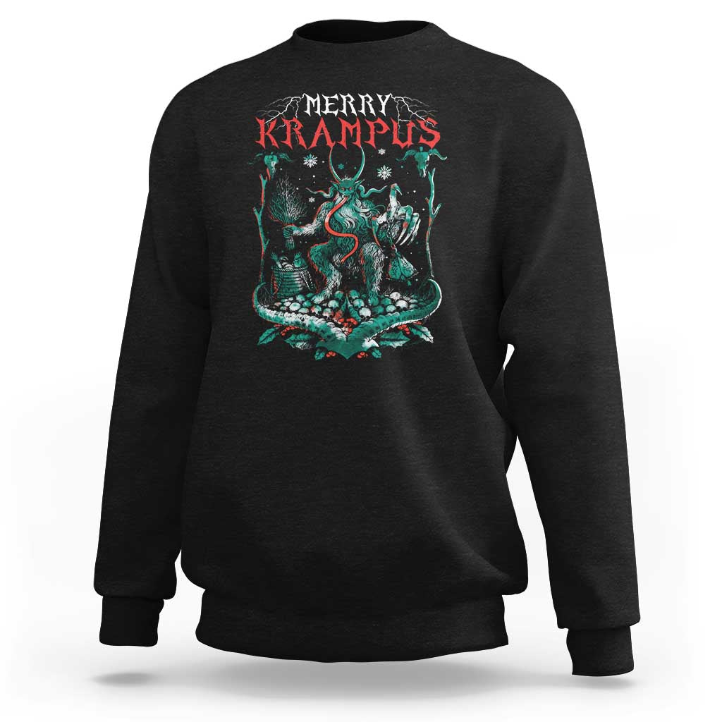 Horror Christmas Merry Krampus Sweatshirt - Wonder Print Shop