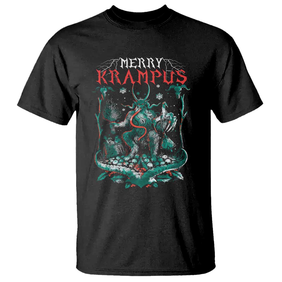 Horror Christmas Merry Krampus T Shirt - Wonder Print Shop