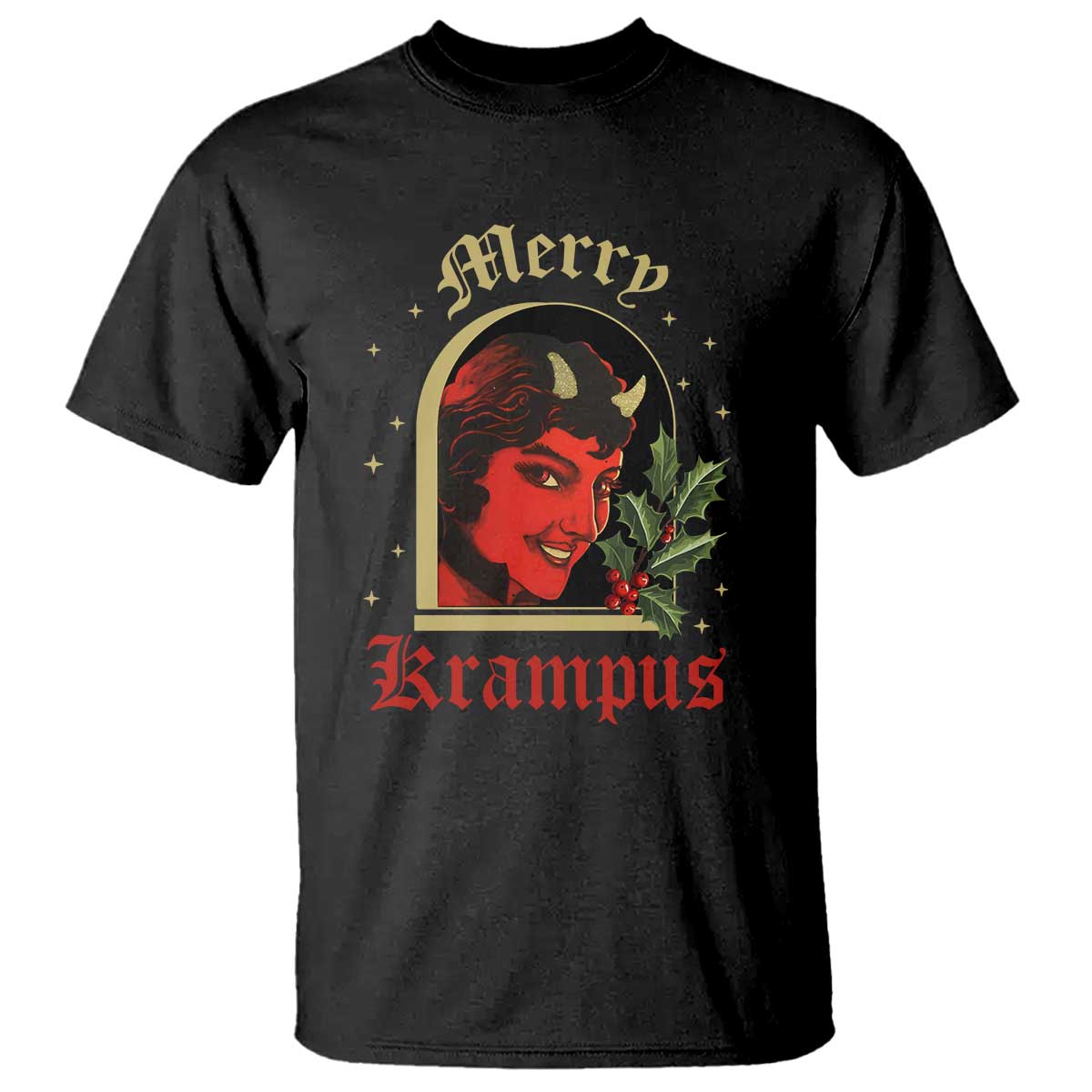 Horror Christmas Female Krampus T Shirt - Wonder Print Shop