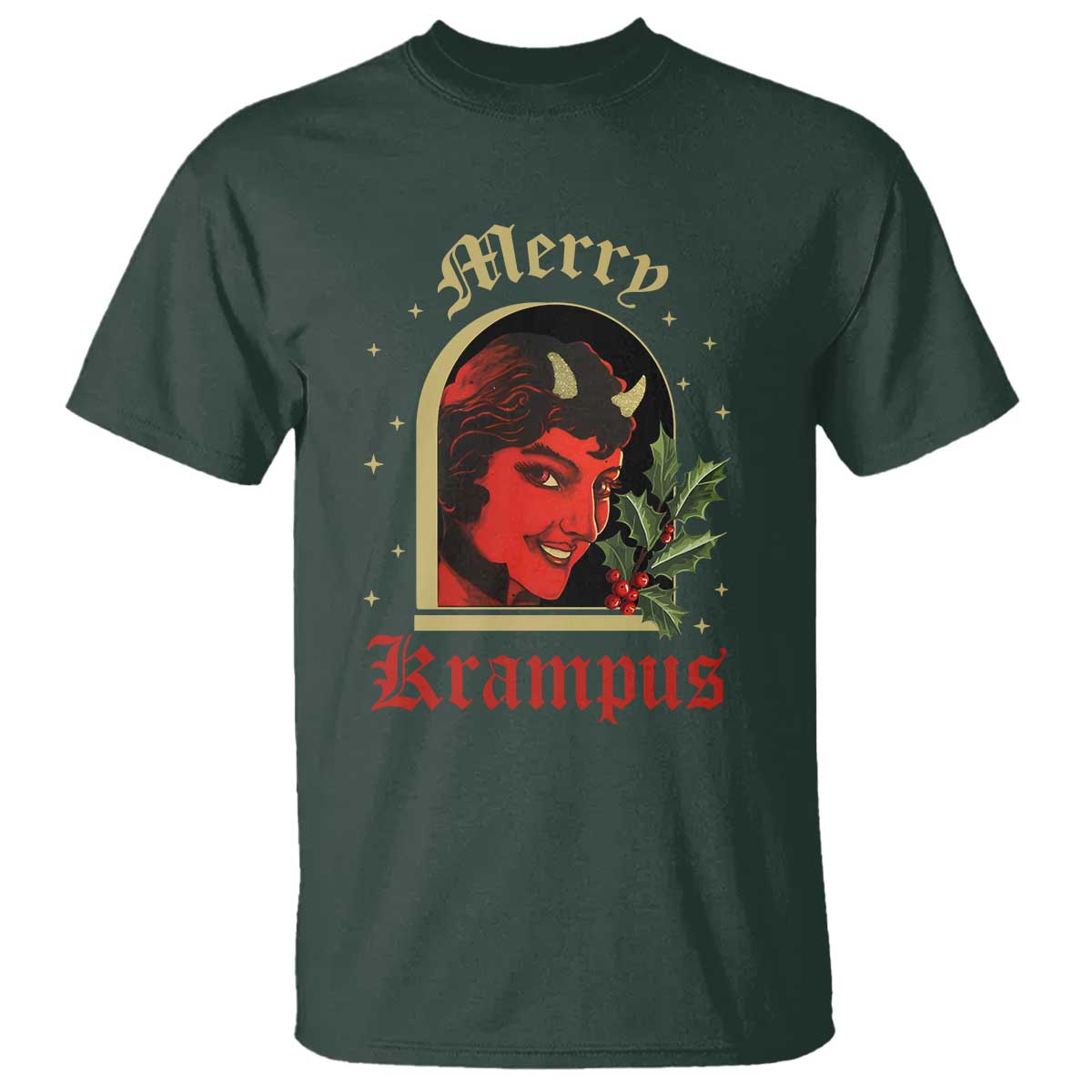 Horror Christmas Female Krampus T Shirt - Wonder Print Shop