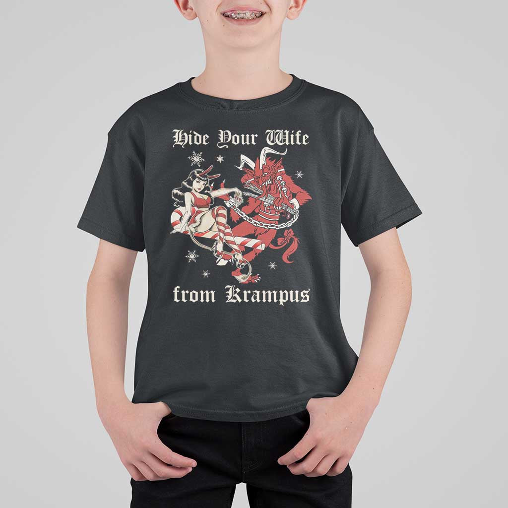 Funny Christmas T Shirt For Kid Hide Your Wife From Krampus - Wonder Print Shop