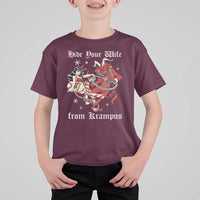 Funny Christmas T Shirt For Kid Hide Your Wife From Krampus - Wonder Print Shop