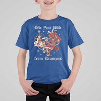 Funny Christmas T Shirt For Kid Hide Your Wife From Krampus - Wonder Print Shop