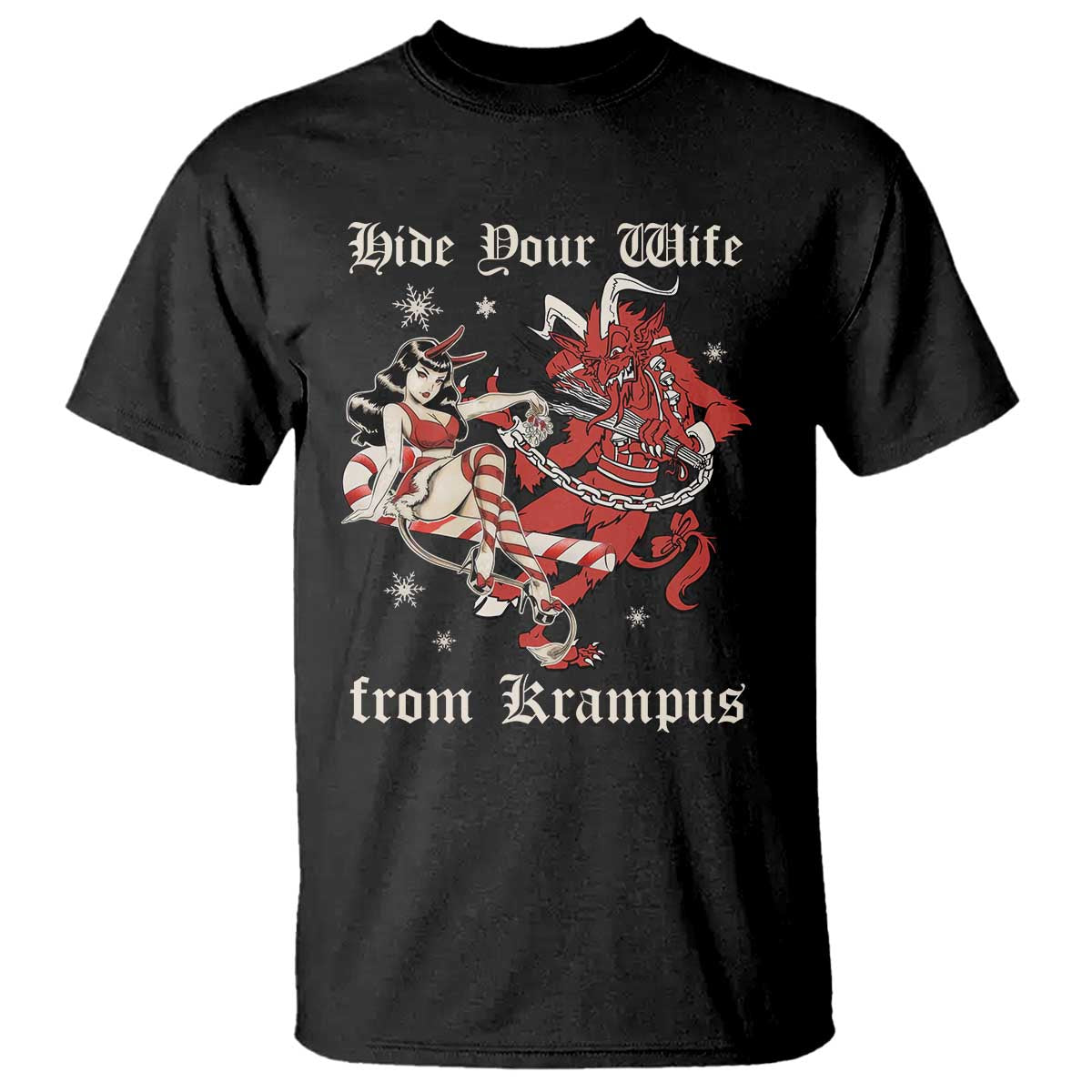 Funny Christmas T Shirt Hide Your Wife From Krampus - Wonder Print Shop