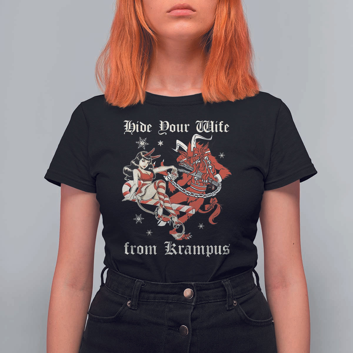 Funny Christmas T Shirt For Women Hide Your Wife From Krampus - Wonder Print Shop