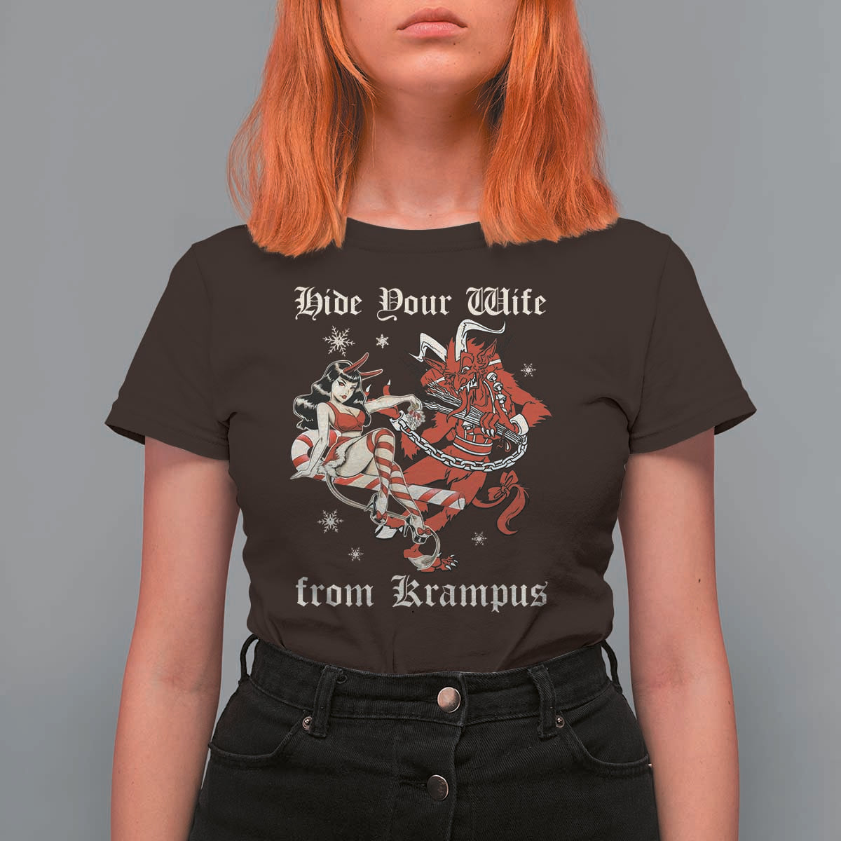 Funny Christmas T Shirt For Women Hide Your Wife From Krampus - Wonder Print Shop