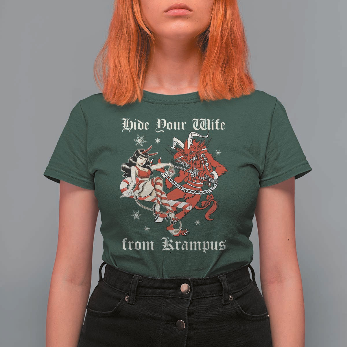 Funny Christmas T Shirt For Women Hide Your Wife From Krampus - Wonder Print Shop