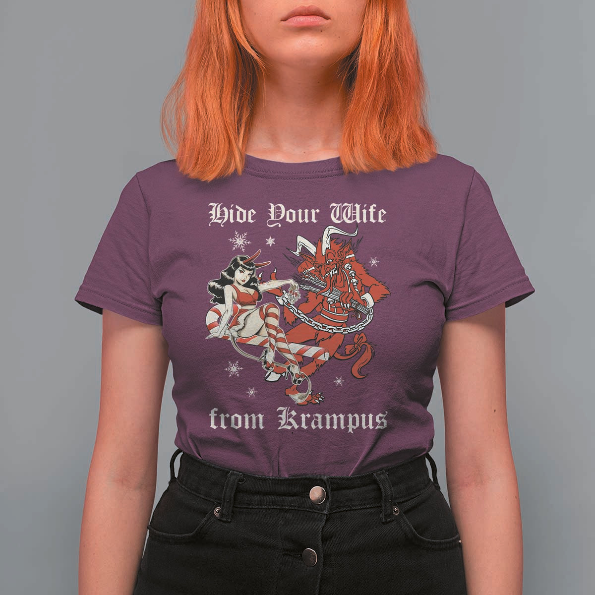 Funny Christmas T Shirt For Women Hide Your Wife From Krampus - Wonder Print Shop