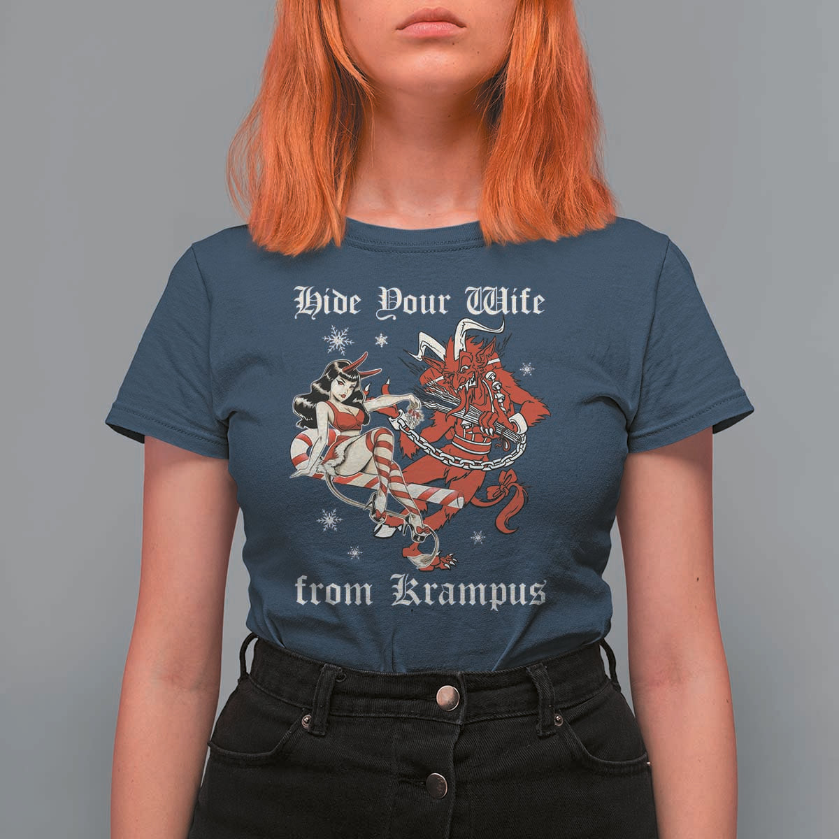 Funny Christmas T Shirt For Women Hide Your Wife From Krampus - Wonder Print Shop