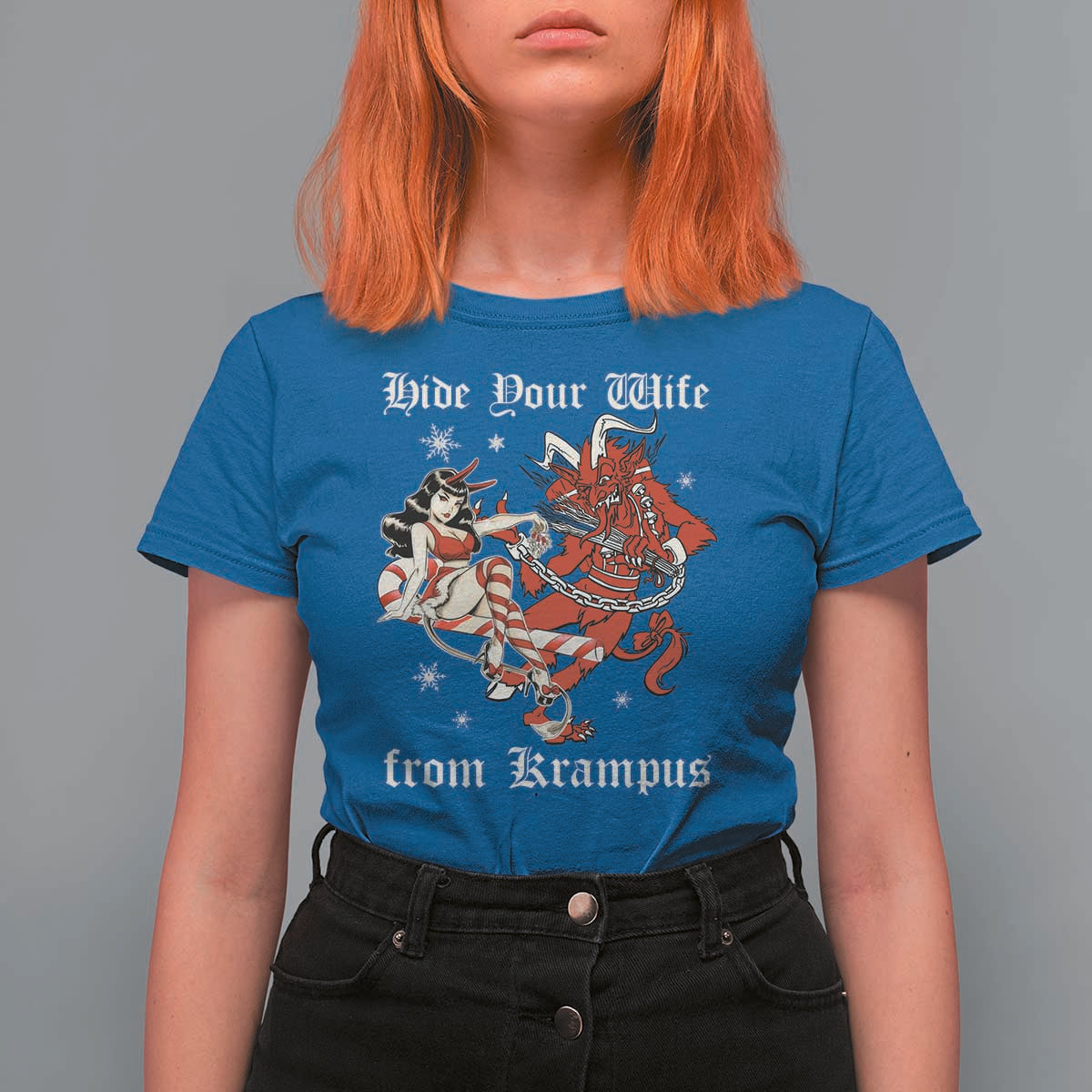 Funny Christmas T Shirt For Women Hide Your Wife From Krampus - Wonder Print Shop
