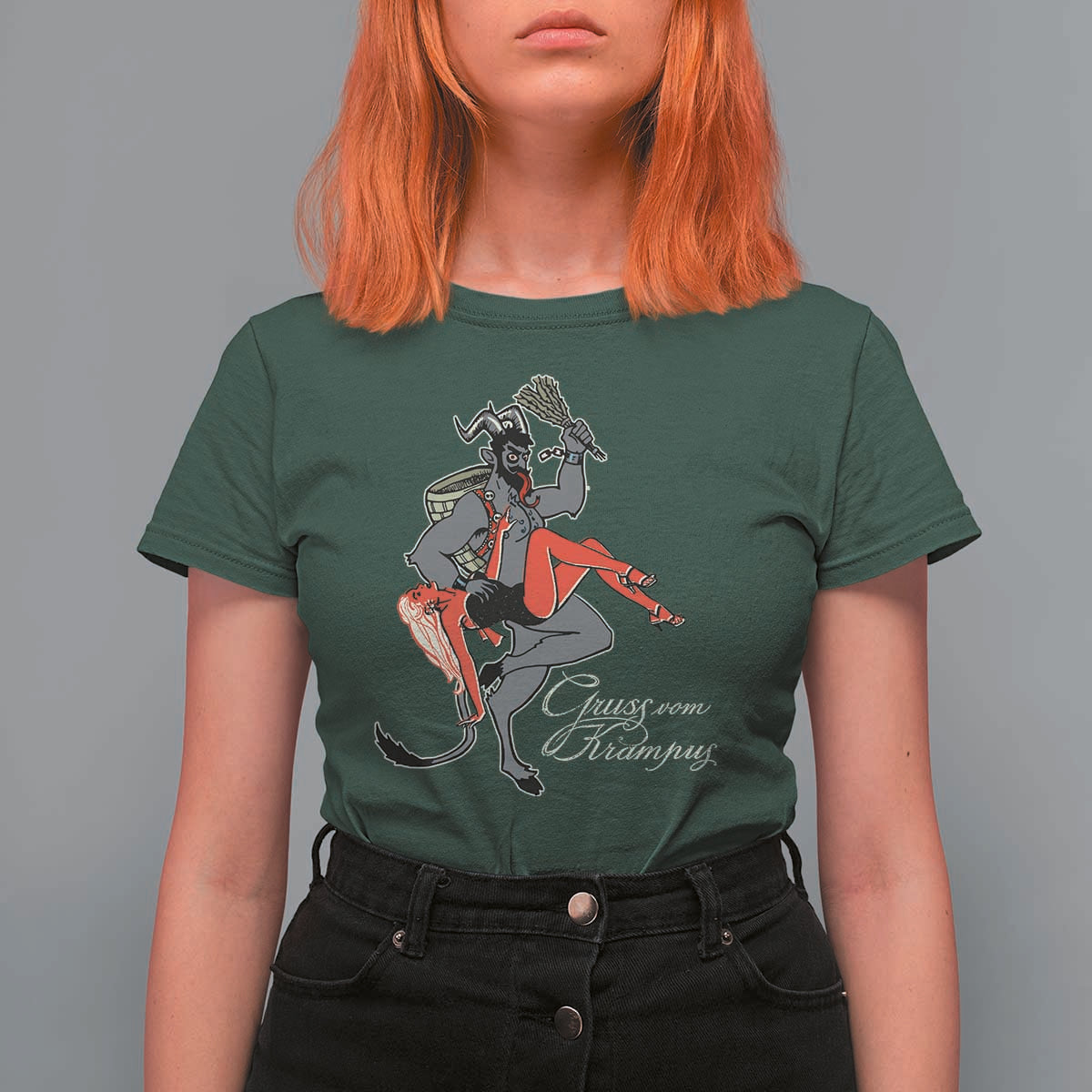 Funny Christmas Gruss Vom Krampus T Shirt For Women - Wonder Print Shop