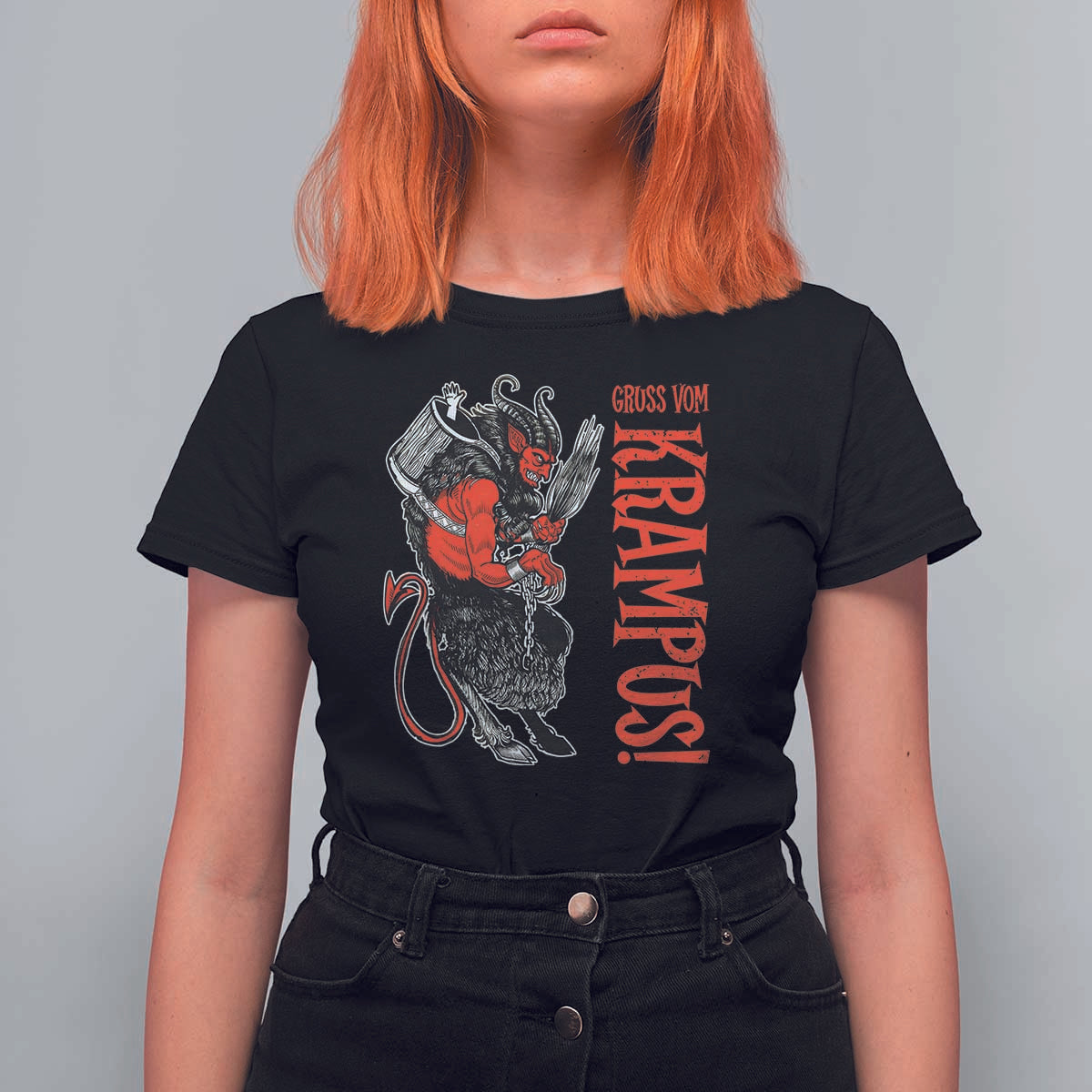 Horror Christmas Gruss Vom Krampus T Shirt For Women - Wonder Print Shop
