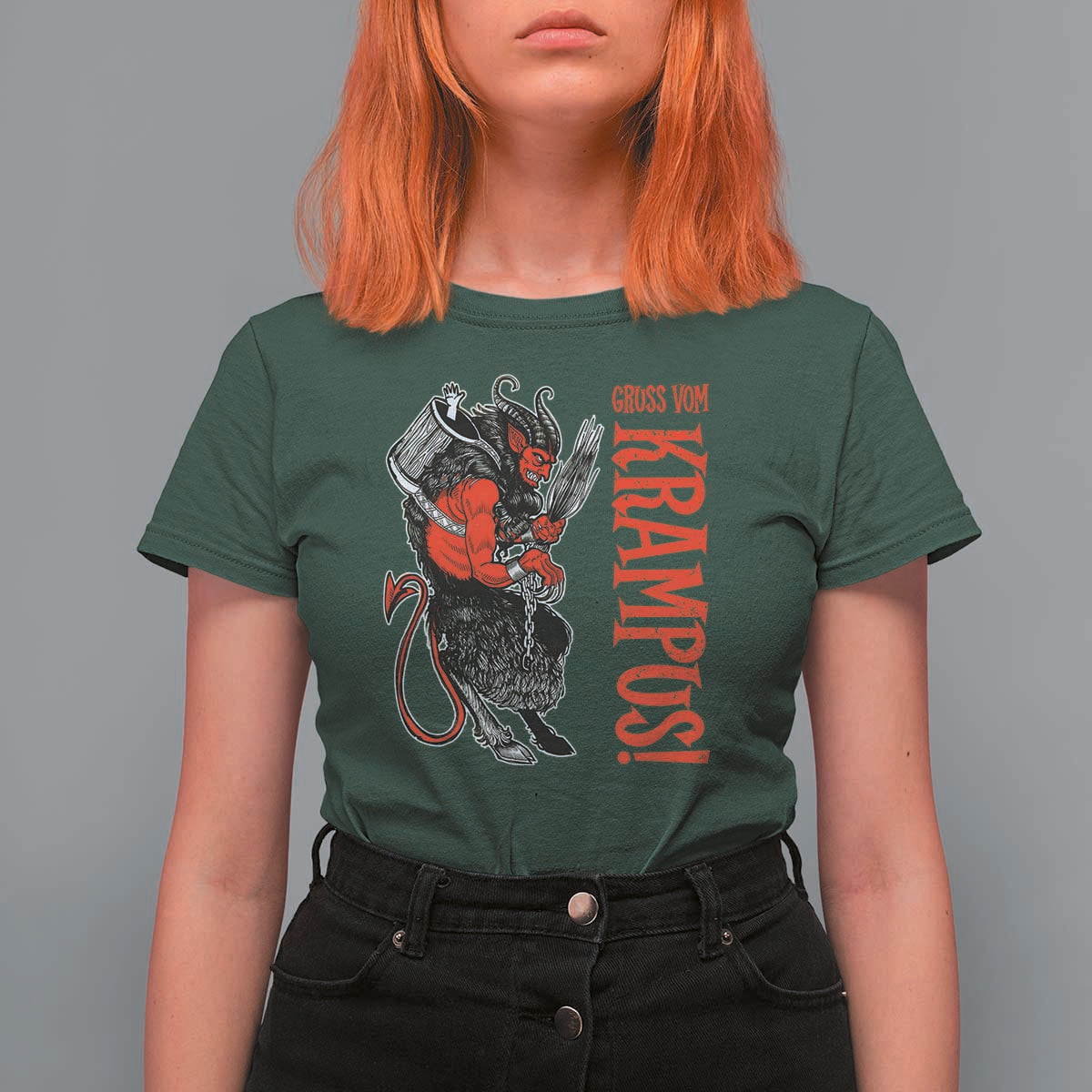 Horror Christmas Gruss Vom Krampus T Shirt For Women - Wonder Print Shop