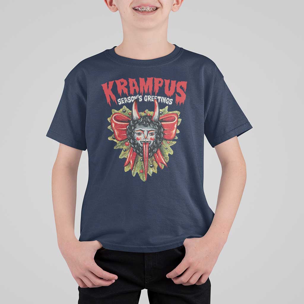 Christmas Krampus T Shirt For Kid Season Greeting Coquette Bow Krampus - Wonder Print Shop
