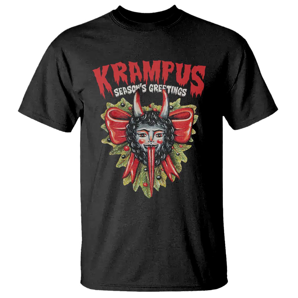 Christmas Krampus T Shirt Season Greeting Coquette Bow Krampus - Wonder Print Shop