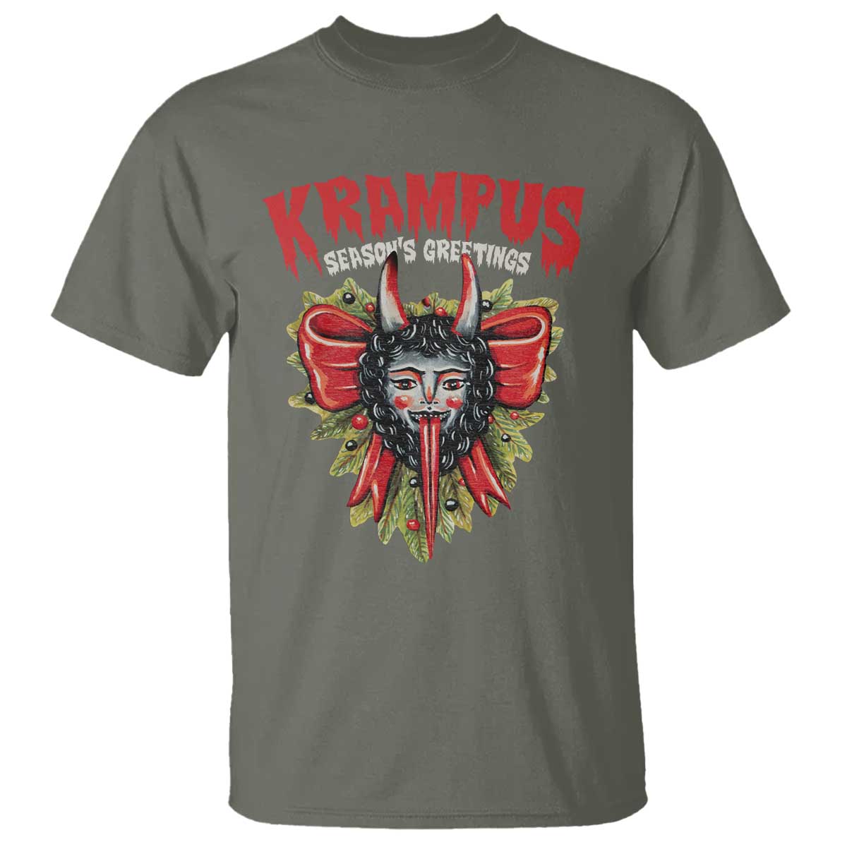 Christmas Krampus T Shirt Season Greeting Coquette Bow Krampus - Wonder Print Shop