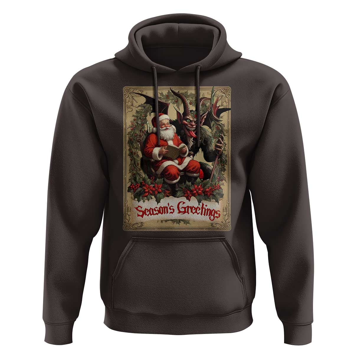 Christmas Krampus Hoodie Season Greeting Vintage Tarot Card