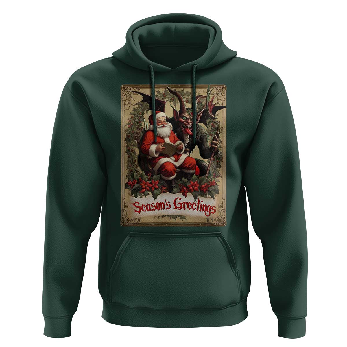 Christmas Krampus Hoodie Season Greeting Vintage Tarot Card
