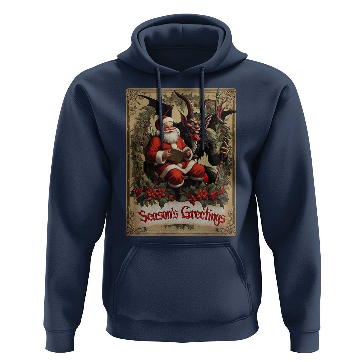 Christmas Krampus Hoodie Season Greeting Vintage Tarot Card