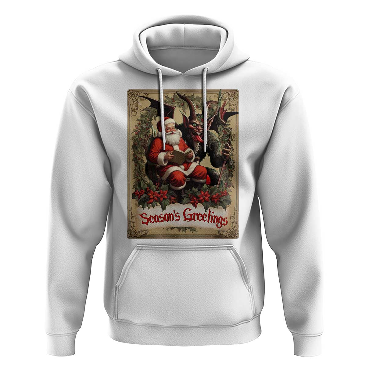 Christmas Krampus Hoodie Season Greeting Vintage Tarot Card