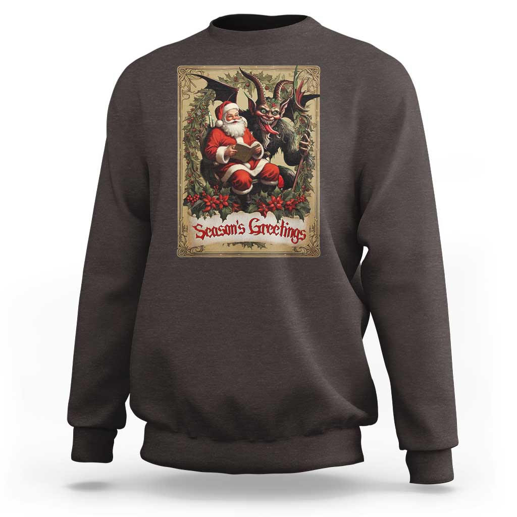 Christmas Krampus Sweatshirt Season Greeting Vintage Tarot Card - Wonder Print Shop