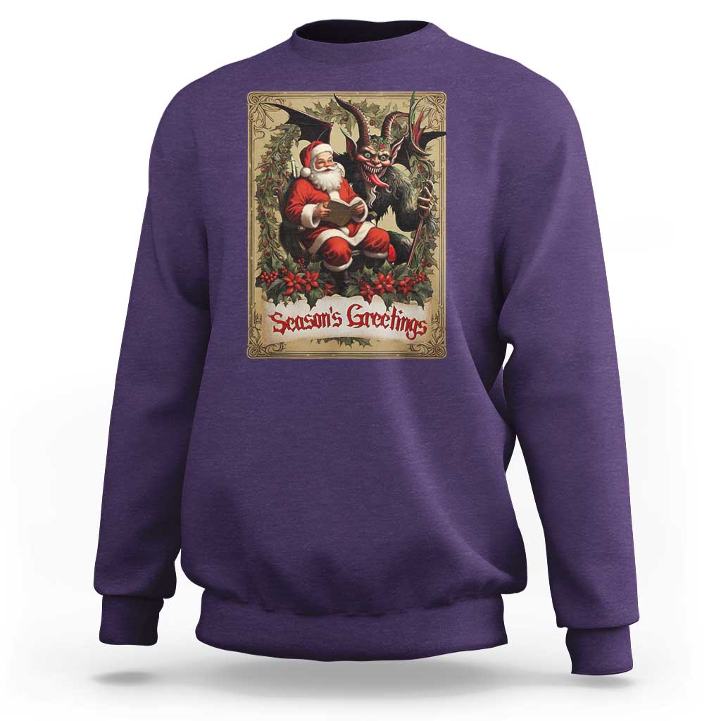 Christmas Krampus Sweatshirt Season Greeting Vintage Tarot Card - Wonder Print Shop