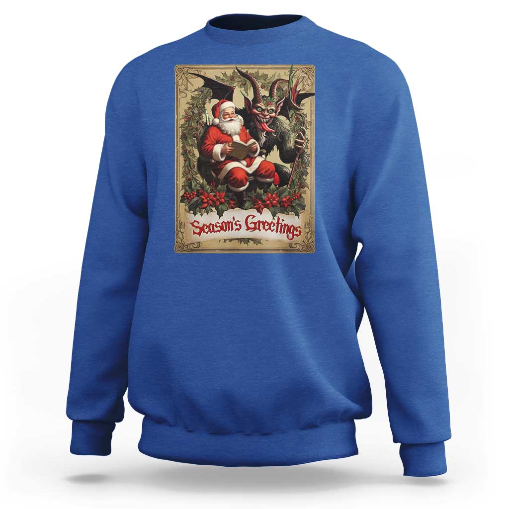Christmas Krampus Sweatshirt Season Greeting Vintage Tarot Card - Wonder Print Shop