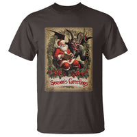 Christmas Krampus T Shirt Season Greeting Vintage Tarot Card - Wonder Print Shop