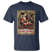 Christmas Krampus T Shirt Season Greeting Vintage Tarot Card - Wonder Print Shop