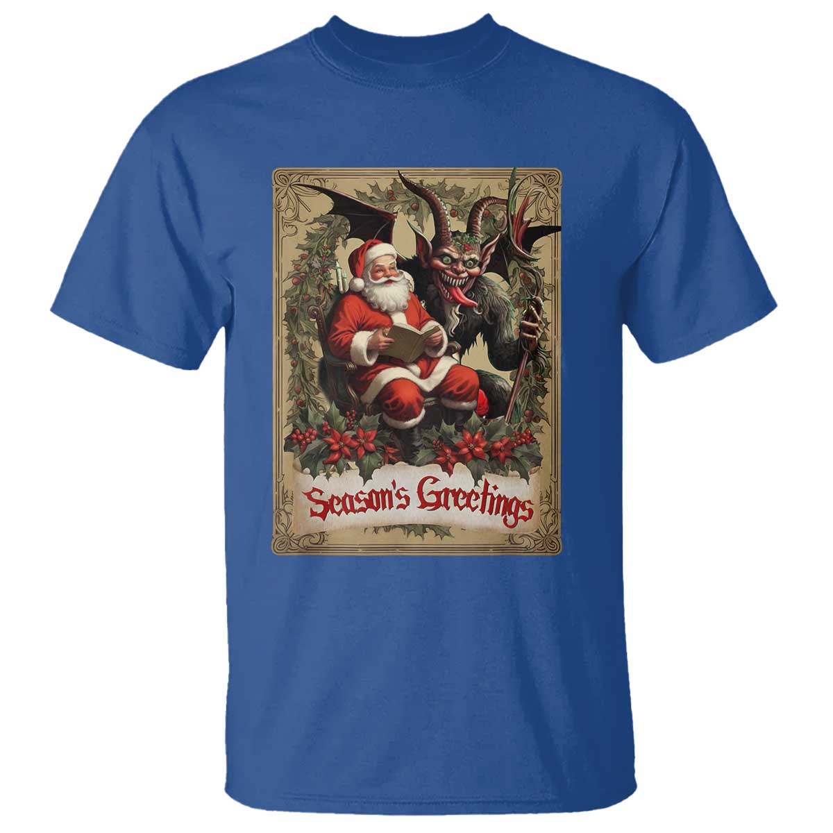 Christmas Krampus T Shirt Season Greeting Vintage Tarot Card - Wonder Print Shop