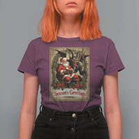 Christmas Krampus T Shirt For Women Season Greeting Vintage Tarot Card - Wonder Print Shop