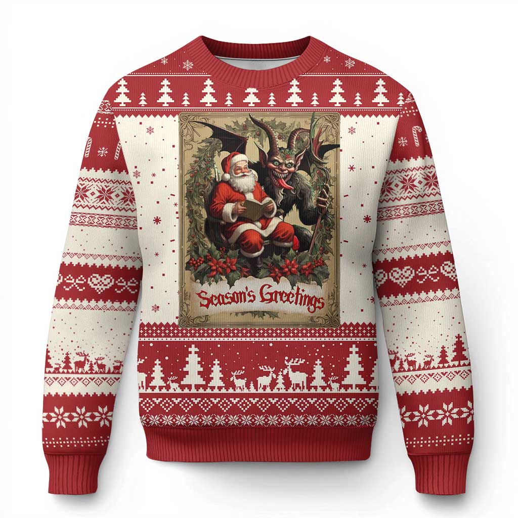 Xmas Krampus Ugly Christmas Sweater Season Greeting Vintage Tarot Card - Wonder Print Shop