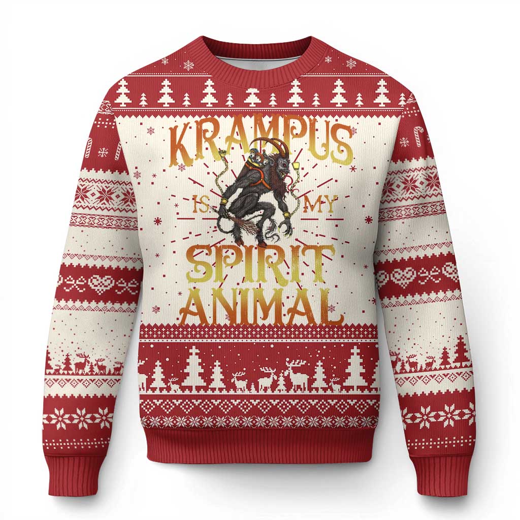 Xmas Krampus is My Spirit Animal Ugly Christmas Sweater - Wonder Print Shop