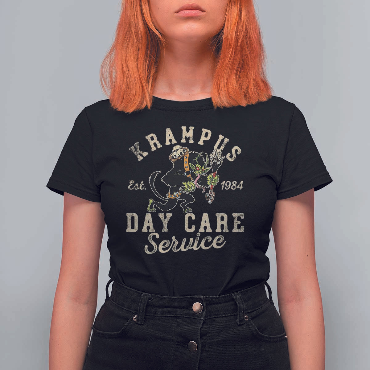 Christmas Krampus Day Care Service T Shirt For Women - Wonder Print Shop