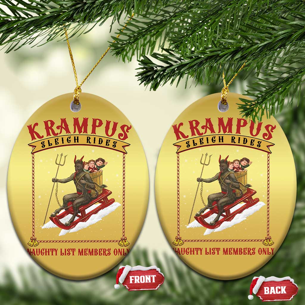 Funny Krampus Sleigh Rides Christmas Ornament Naughty List Members Only - Wonder Print Shop