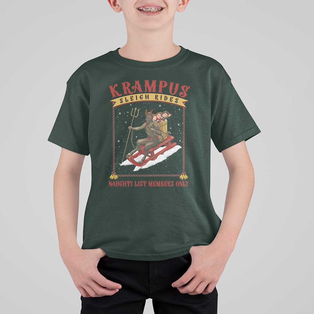 Funny Krampus Sleigh Rides T Shirt For Kid Naughty List Members Only - Wonder Print Shop