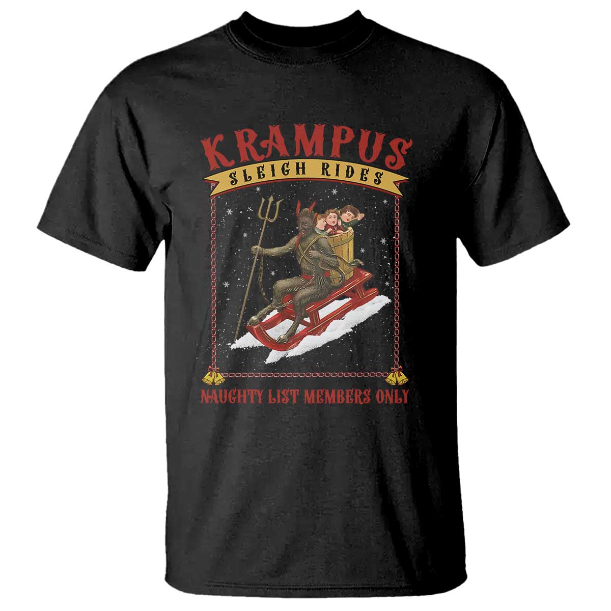 Funny Krampus Sleigh Rides T Shirt Naughty List Members Only - Wonder Print Shop