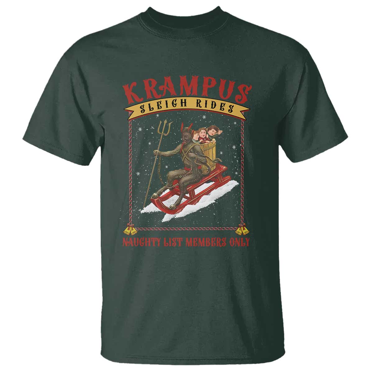 Funny Krampus Sleigh Rides T Shirt Naughty List Members Only - Wonder Print Shop