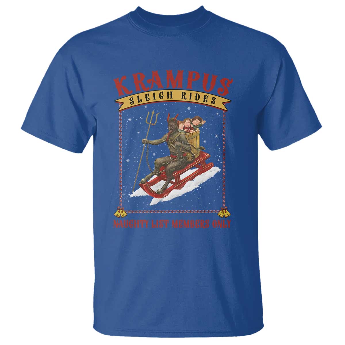 Funny Krampus Sleigh Rides T Shirt Naughty List Members Only - Wonder Print Shop