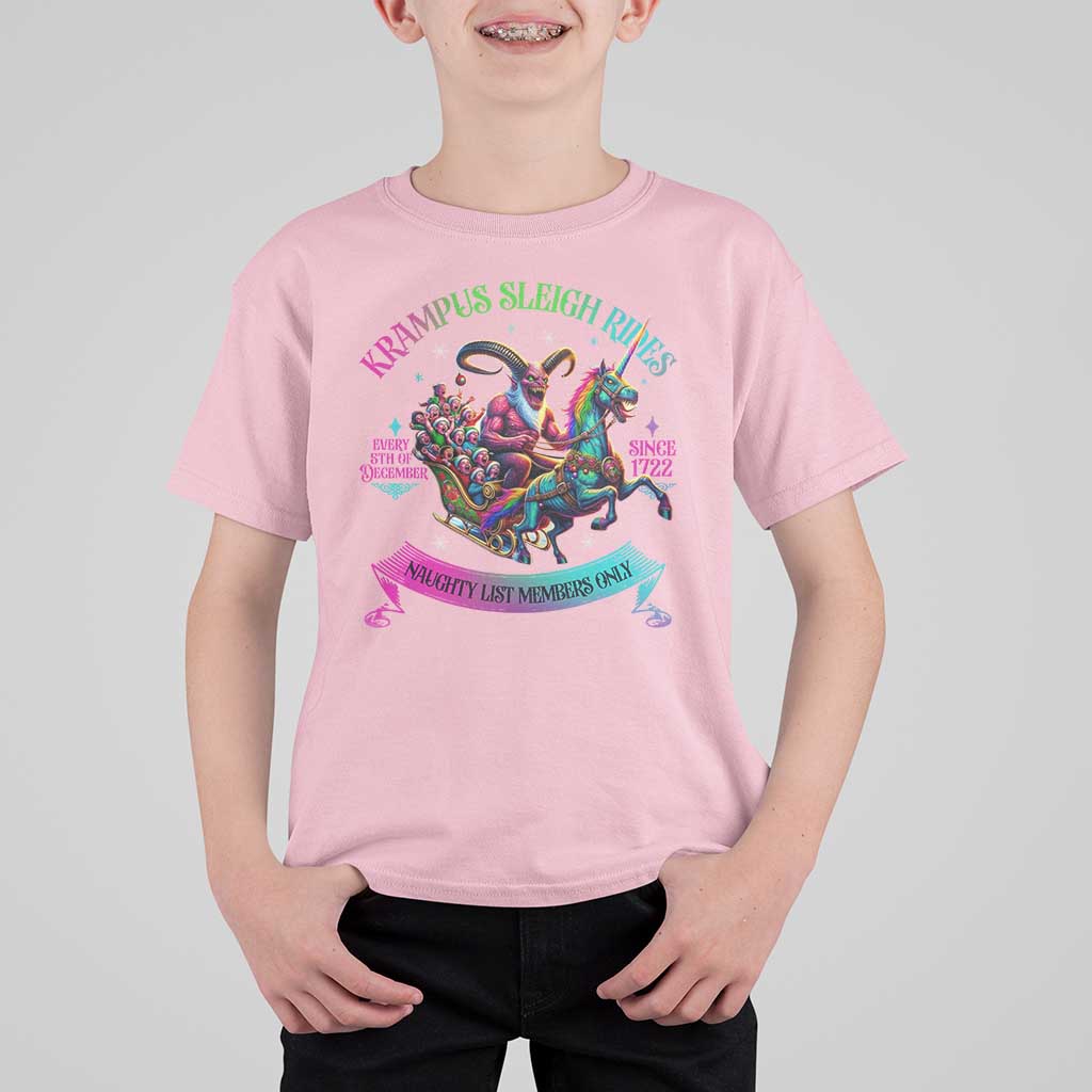 Funny Krampus Sleigh Rides T Shirt For Kid Naughty List Members Only Since 1722 - Wonder Print Shop