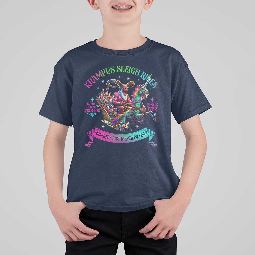 Funny Krampus Sleigh Rides T Shirt For Kid Naughty List Members Only Since 1722 - Wonder Print Shop