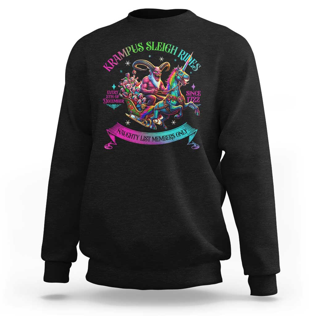 Funny Krampus Sleigh Rides Sweatshirt Naughty List Members Only Since 1722 - Wonder Print Shop