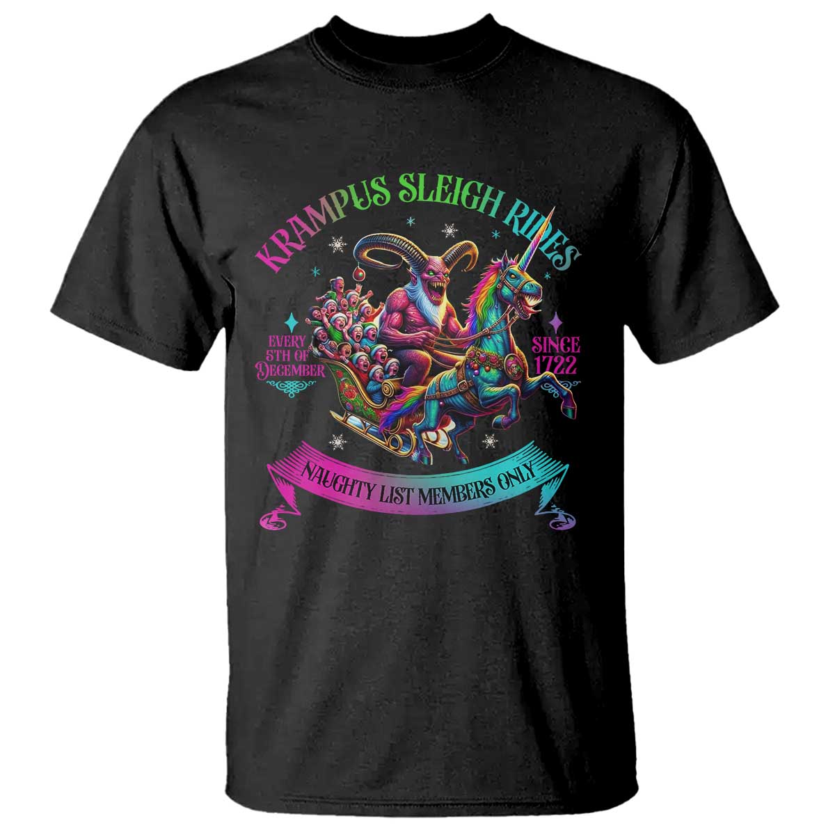 Funny Krampus Sleigh Rides T Shirt Naughty List Members Only Since 1722 - Wonder Print Shop