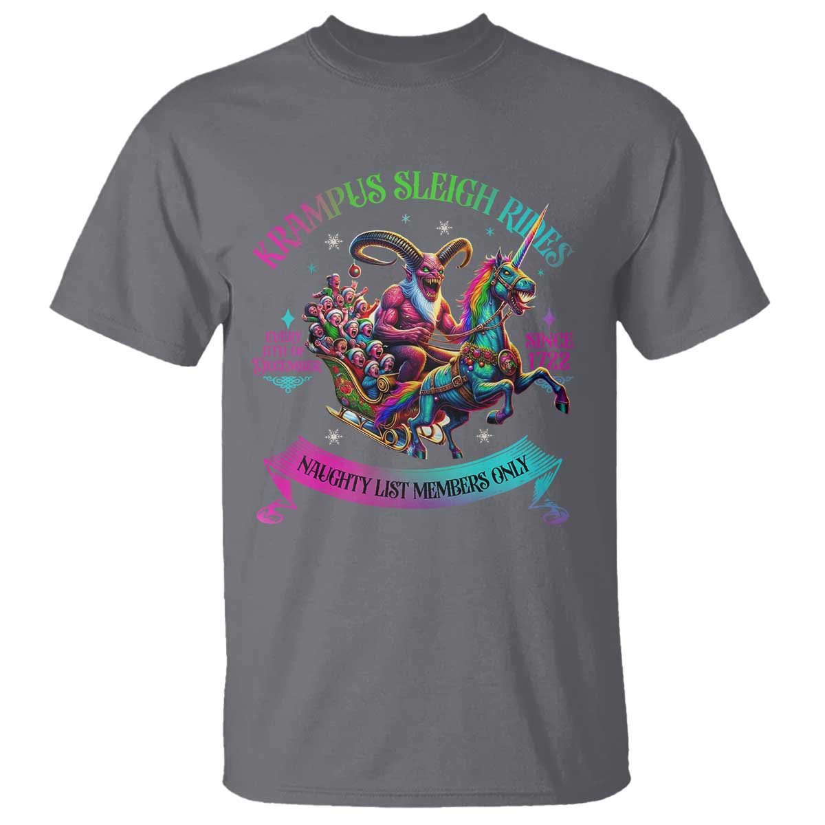 Funny Krampus Sleigh Rides T Shirt Naughty List Members Only Since 1722 - Wonder Print Shop