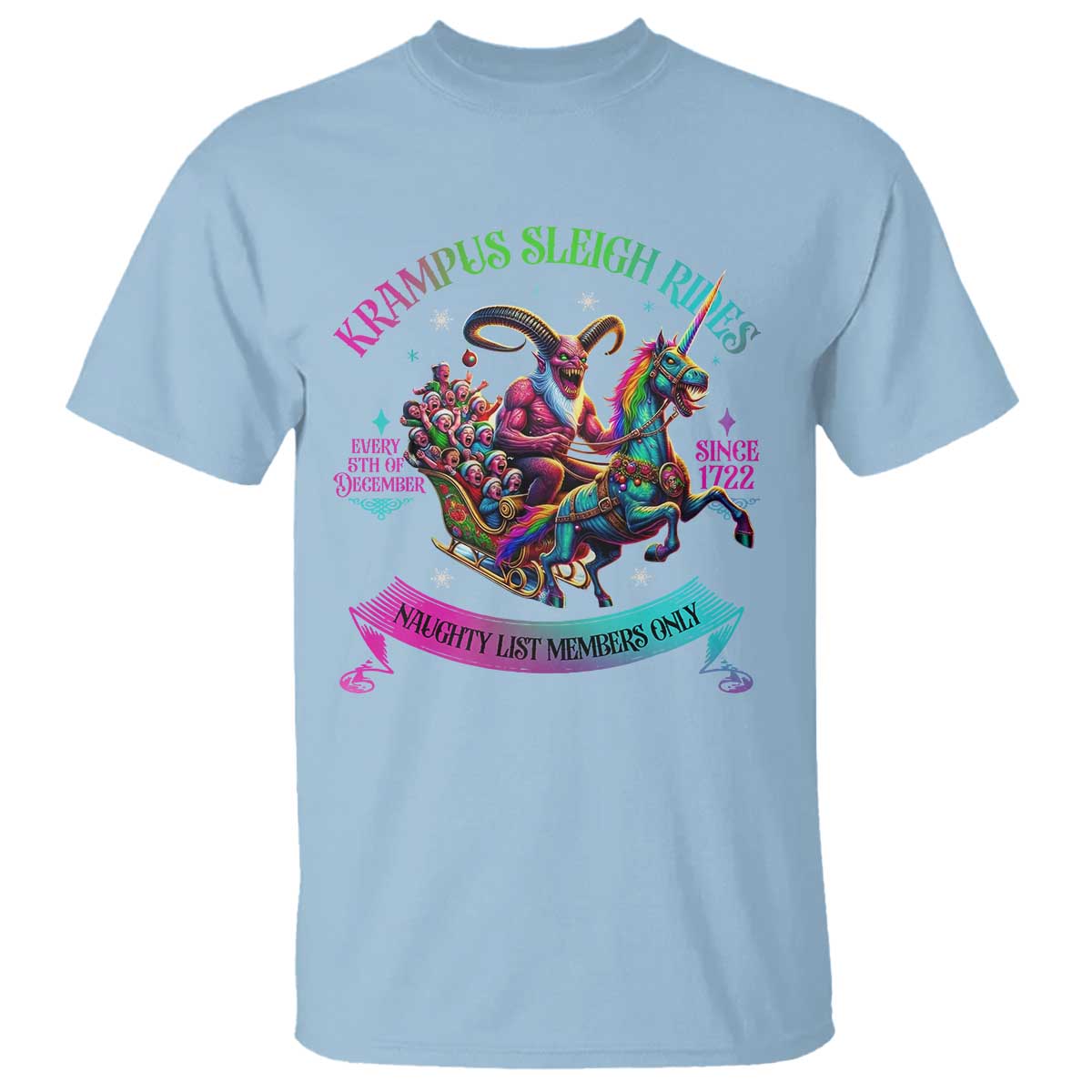 Funny Krampus Sleigh Rides T Shirt Naughty List Members Only Since 1722 - Wonder Print Shop