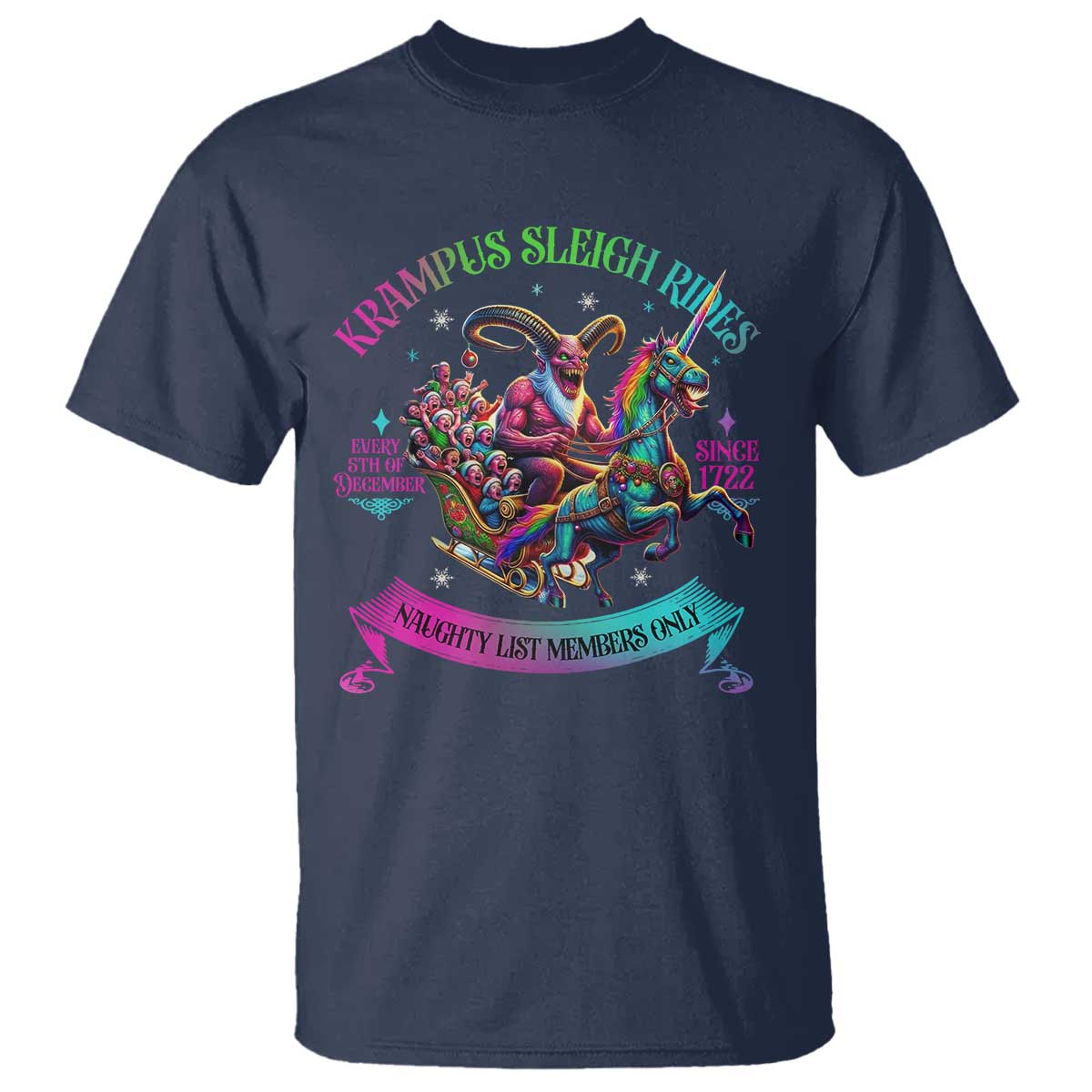 Funny Krampus Sleigh Rides T Shirt Naughty List Members Only Since 1722 - Wonder Print Shop