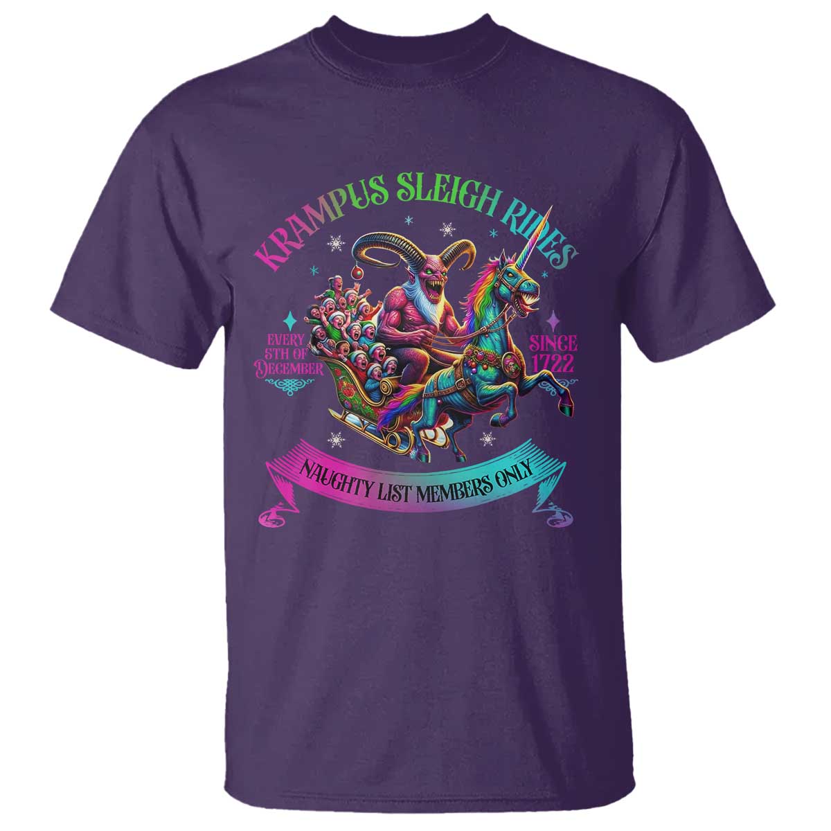 Funny Krampus Sleigh Rides T Shirt Naughty List Members Only Since 1722 - Wonder Print Shop