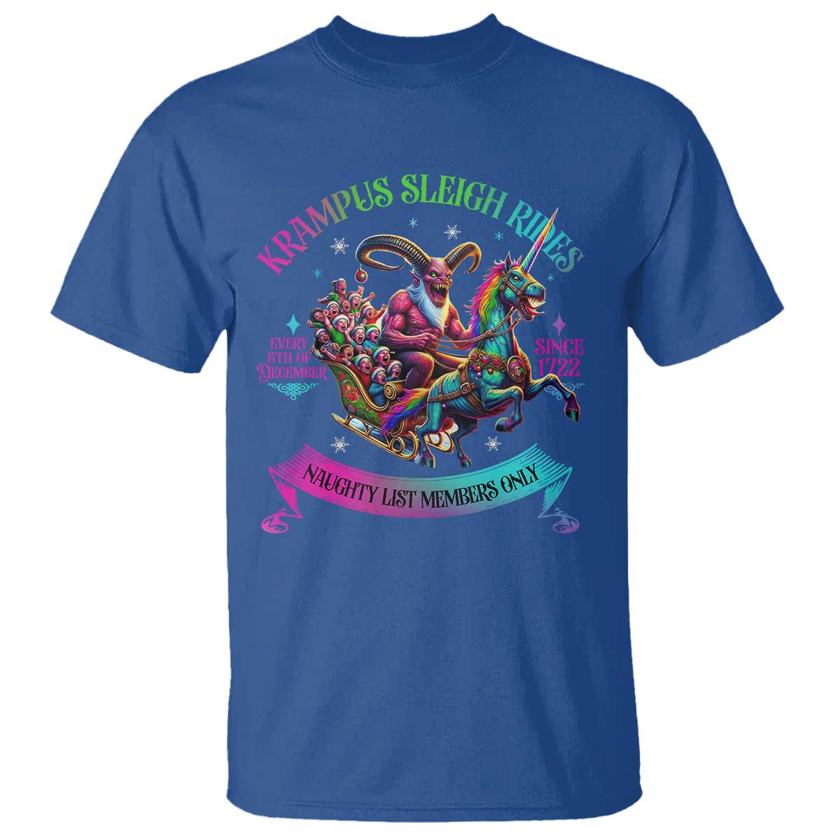 Funny Krampus Sleigh Rides T Shirt Naughty List Members Only Since 1722 - Wonder Print Shop