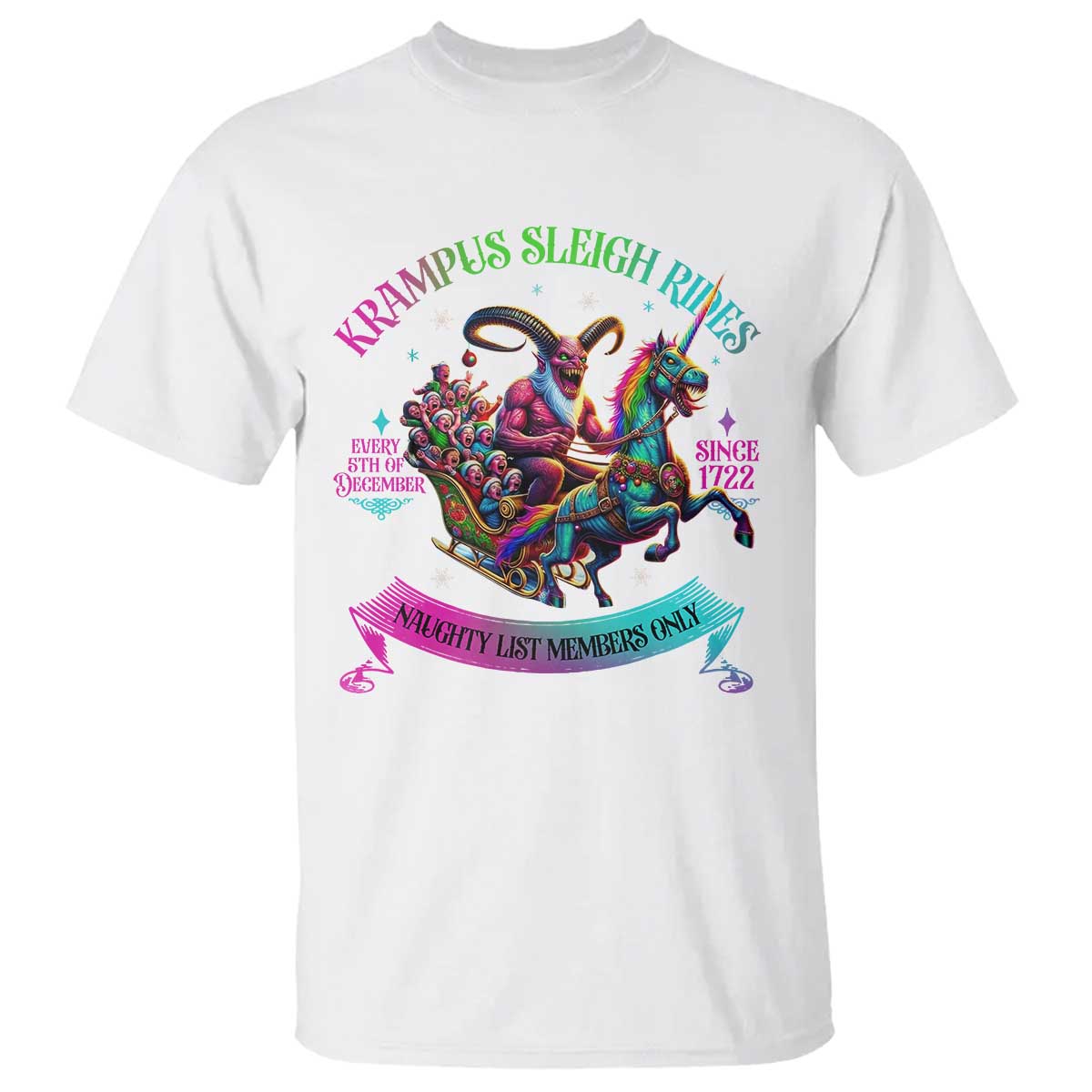 Funny Krampus Sleigh Rides T Shirt Naughty List Members Only Since 1722 - Wonder Print Shop