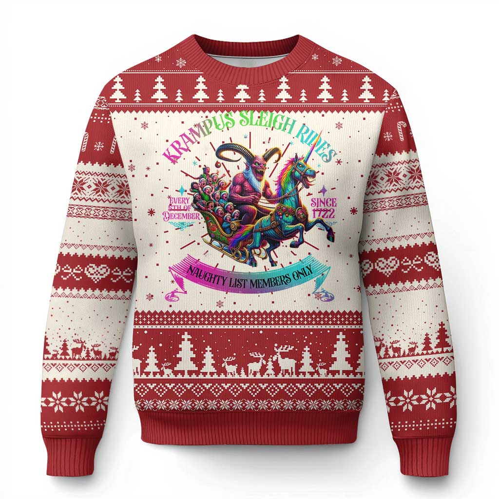 Funny Krampus Sleigh Rides Ugly Christmas Sweater Naughty List Members Only Since 1722 - Wonder Print Shop